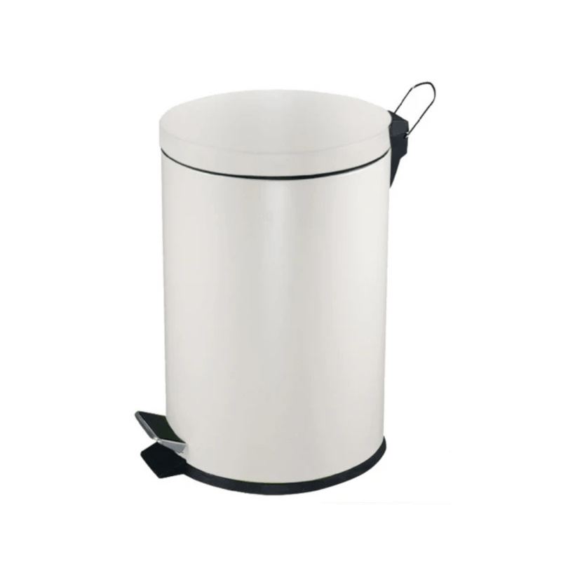 Poubelle à pédale 5L (blanche/ inox/ noir) - CleanServiceSA