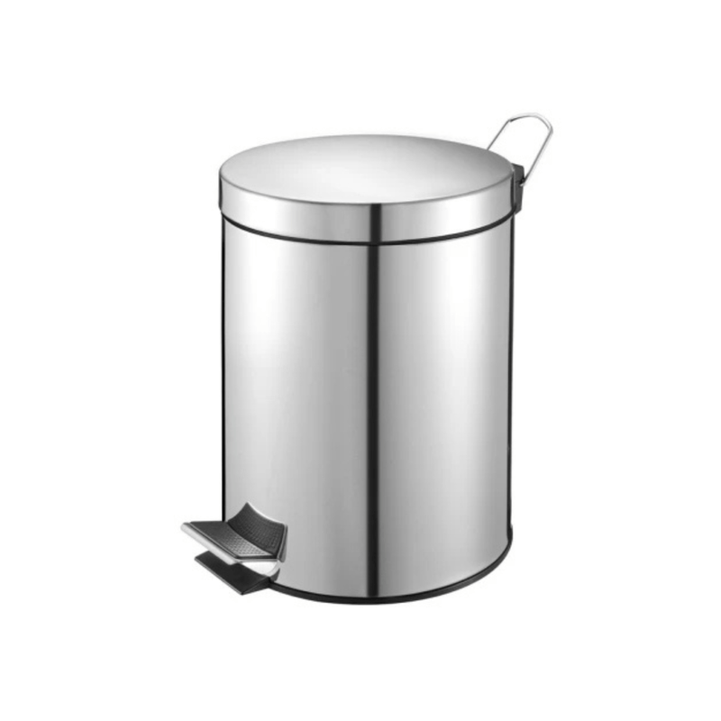 Poubelle à pédale 5L (blanche/ inox/ noir) - CleanServiceSA