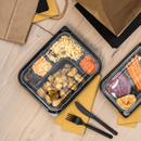 Raviers repas 5 compartiments noirs avec couvercles (200pc) - Clean Service