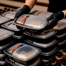 SABERT - Ravier noir 2 compartiments 300/600ml avec couvercles 75Pc - Clean Service