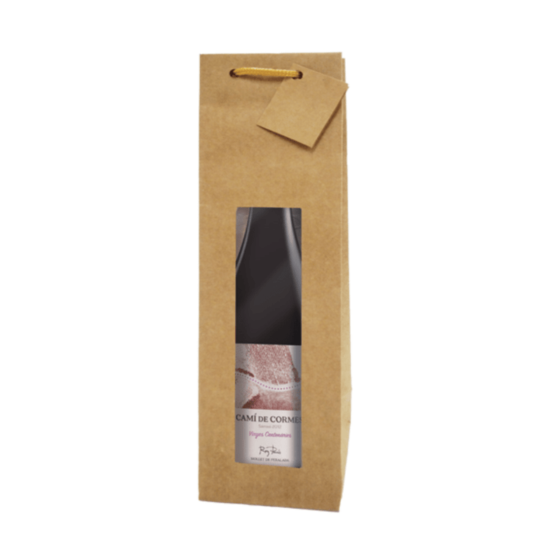Sac porte - bouteille kraft avec fenêtre 9.2x38cm - 10 pièces - Clean Service