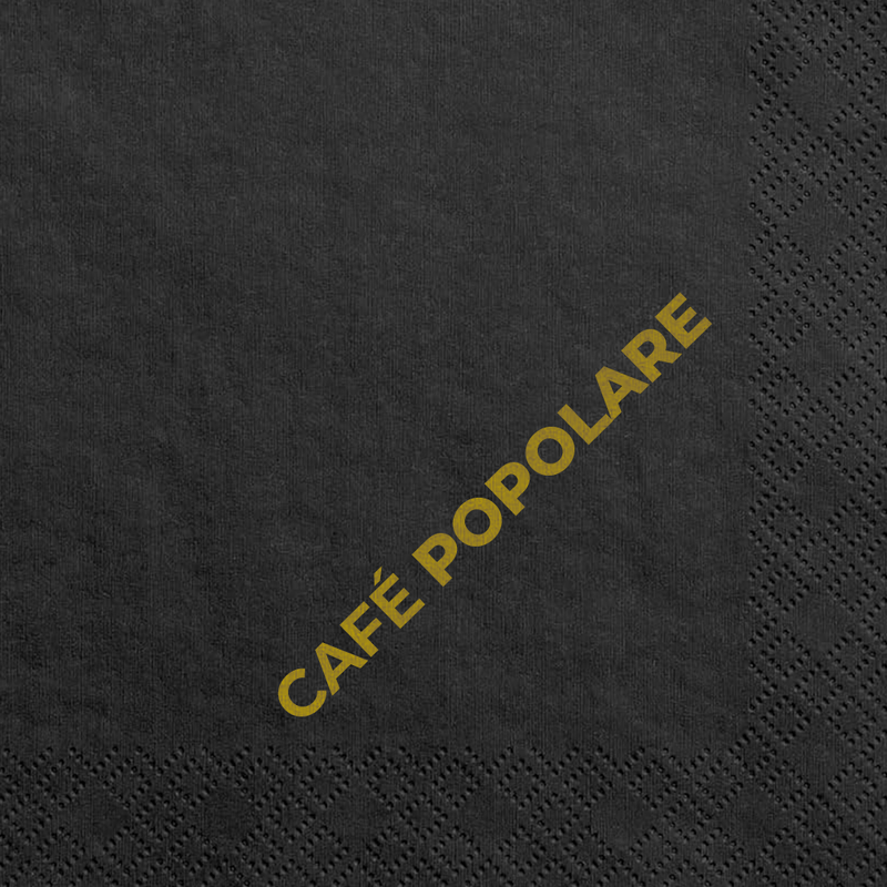 Serviettes de table "café popolare" 24x24cm 2 plis noir (3.600pc) - Clean Service