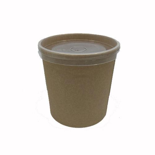 TAKE AWAY - Pots à soupe kraft BIO avec couvercles 600ML - 500 pcs - CleanServiceSA