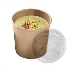 TAKE AWAY - Pots à soupe kraft BIO avec couvercles 600ML - 500 pcs - CleanServiceSA