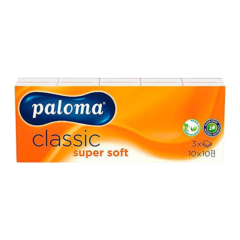 PALOMA - Mouchoir de poche en papier cellulose 3 plis 10x10x10 mouchoirs - CleanServiceSA