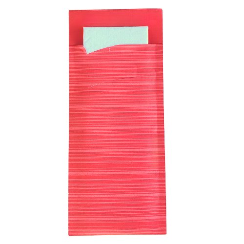 Pochette à couvert rouge et serviette blanche - 500 pièces - CleanServiceSA