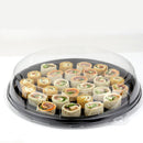 SABERT - Assiette noire en PET 23cm avec couvercles 25PC. - CleanServiceSA