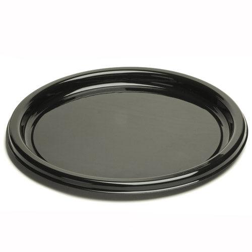 SABERT - Assiette noire en PET 23cm avec couvercles 25PC. - CleanServiceSA