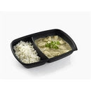 SABERT - Ravier noir rectangulaire à 2 compartiments 800-500ML avec couvercle 50Pc - CleanServiceSA