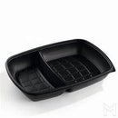 SABERT - Ravier noir rectangulaire à 2 compartiments 800-500ML avec couvercle 50Pc - CleanServiceSA